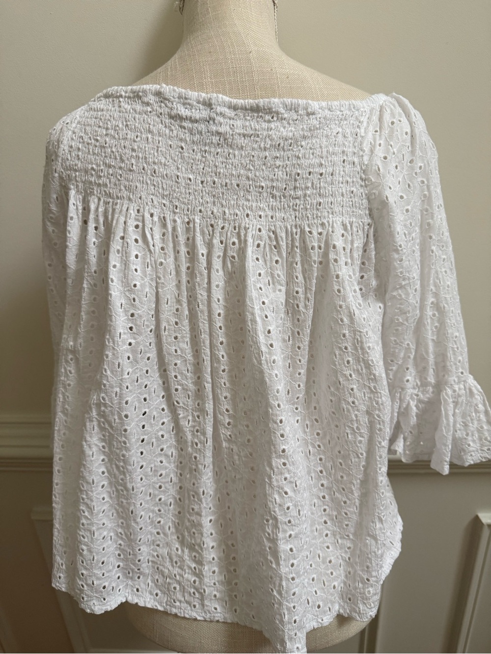 Ultra Pink White Eyelet Smocked Tunic - Picture 6 of 7